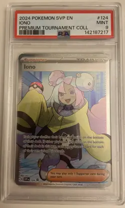 PSA 9 MINT Iono SWSH BLACK STAR PROMOS 124 FULL ART WAIFU Pokemon Card - Image 1