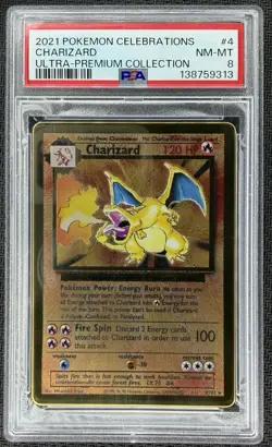 Pokemon Card Charizard 4/102 Gold Metal Celebrations UPC 25th Anniversary PSA 8 - Image 1