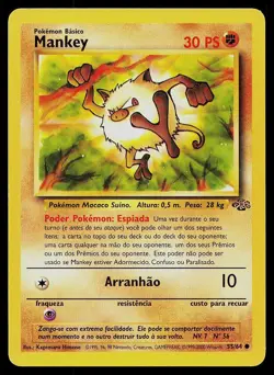 Pokemon Card Jungle Mankey 55/64 Common Portuguese - Image 1