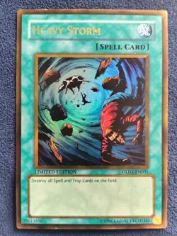 Moderately Played Yugioh Heavy Storm GLD1-EN031 Gold Rare Yugioh - Image 1