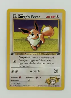 Lt. Surge's Eevee - 51/132 Pokemon Gym Challenge - 1st Edition NM - Image 1