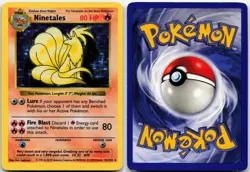 NINETALES 12/102 HOLO HOLO RARE BASE SET SHADOWLESS BLACK FLAME (CRIMP ERROR) MP - Image 3