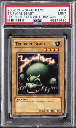 2002 YU-GI-OH! LOB-LEGEND OF BLUE EYES WHITE DRAGON #104 TRIPWIRE BEAST PSA 9 - Image 1
