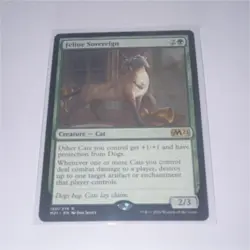 Magic: The Gathering Feline Sovereign Core Set 2021 Rare Green Cat Card - Image 1