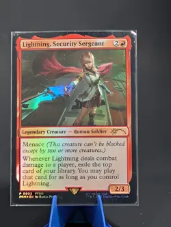 MTG Magic PRM Final Fantasy Foil Lightning, Security Sergeant - Promo - Image 1