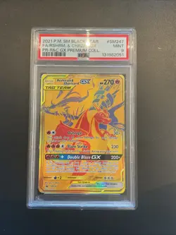 Pokemon Reshiram & Charizard GX Full Art Gold Promo SM247 English PSA 9 MINT - Image 1