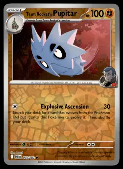 Team Rocket's Pupitar 095/182 Common Destined Rivals Pokemon Reverse Holo NM - Image 1