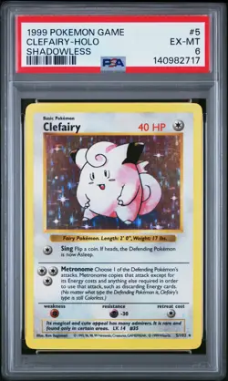 1999 POKEMON BASE SET SHADOWLESS #5 CLEFAIRY-HOLO PSA 6 - Image 1