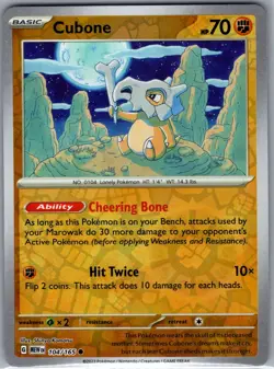 Cubone 104/165 Reverse Holo SV: Scarlet & Violet 151 - Pokemon Card - NM - Image 1