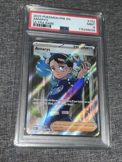2025 Pokemon Pre En-Prismatic Evolutions #132 Amarys Ultra Rare PSA 9 Mint - Image 1