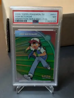 PSA 7 2000 Topps Pokemon TV Animation Series 2 H&V Foil Ash Ketchum #HV1 - Image 1