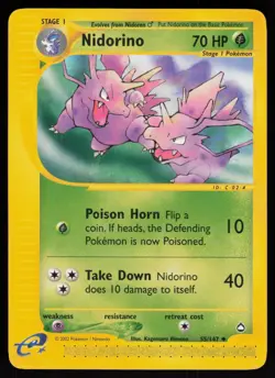E-Reader Nidorino 055/147 Aquapolis Kagemaru Himeno Pokemon TCG Card - Image 1