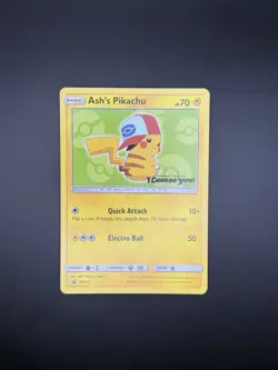 Ash’s Pikachu SM112 Black Star Promo Holo Pokemon Card NM - Image 2