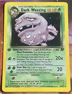 Pokemon TCG: 1999 Team Rocket Dark Weezing 1st Edition Holo 14/82 - Image 1