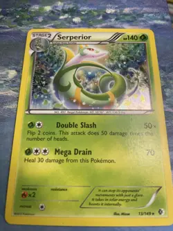Pokemon, Serperior, 13/149, Cosmos Holo, BW Boundaries Crossed, NM Condition - Image 2