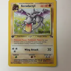 Pokemon Aerodactyl Prerelease 1st Edition Fossil Promo Holo 1/62 60HP WotC 1999 - Image 1