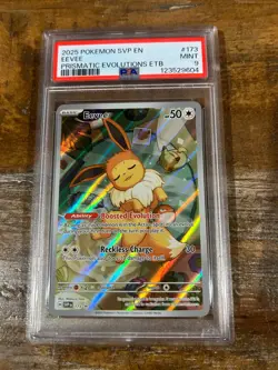 POKEMON 2025 Prismatic Evolutions ETB EEVEE Full Art SVP En #173 PSA 9 Mint 4 - Image 1