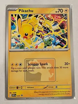 Pokemon Pikachu World Championships Celebration WINNER Promo SVP225 Event Card - Image 1