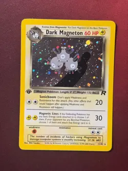 DARK MAGNETON 11/82 Team Rocket 1st EDITION HOLO SWIRL rare Pokemon TCG card NM+ - Image 1