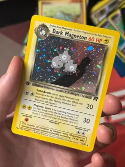 DARK MAGNETON 11/82 Team Rocket 1st EDITION HOLO SWIRL rare Pokemon TCG card NM+ - Image 2