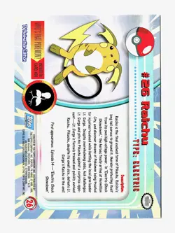 1999 Topps Pokemon T.V. Raichu Non Holo #26 – NM - Image 2