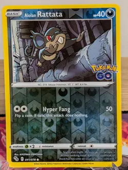 ALOLAN RATTATA 041/078 COMMON POKEMON GO POKEMON REVERSE HOLO LP - Image 1