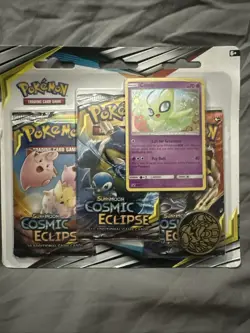 Cosmic Eclipse Pokemon 3 Pack Blister Celebi Promo - Image 1