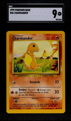 1999 POKEMON CHARMANDER BASE SET SGC 9 MINT GRADES! Smoke Free Home... - Image 1