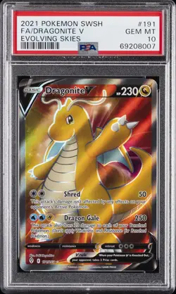 2021 POKEMON SWORD & SHIELD EVOLVING SKIES #191 FULL ART/DRAGONITE V PSA 10 - Image 1