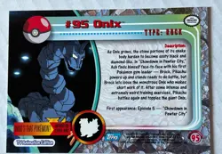 2000 Pokemon ONIX #95 [Non-Holo] Topps Blue Logo 1st Ed TV Animation NM ❤ - Image 2