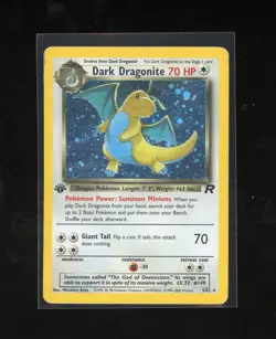 1ST EDITION PSA 1 2000 Team Rocket Dark Dragonite 5/82 Holo Foil Rare Pokemon - Image 1