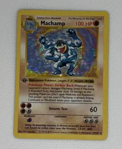 Pokemon TCG Machamp Holo 1st Edition Shadowless Base Set LP Rare Card 8/102 - Image 1