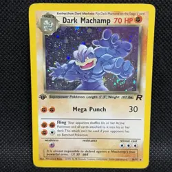 Holo Dark Machamp 1st Edition - 🌀Half Swirl🌀Rare – Team Rocket Vintage Pokemon - Image 1