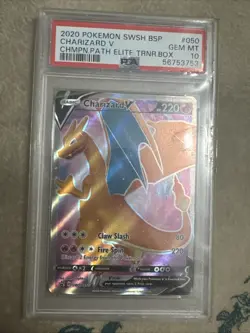 Pokemon Charizard V Champion's Path ETB Full Art Promo SWSH050 PSA 10 Gem Mint - Image 1