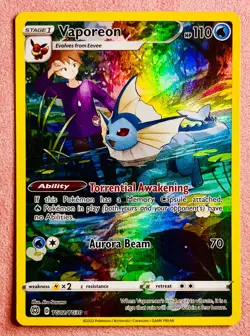 Vaporeon TG02/TG30 Brilliant Stars Pokemon TCG Card | NM *Poor Factory Edge Cut - Image 1