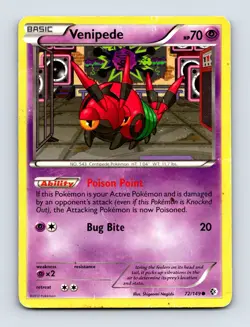 Venipede 72/149 Boundaries Crossed Non Holo Pokemon Card NM/LP - Image 1