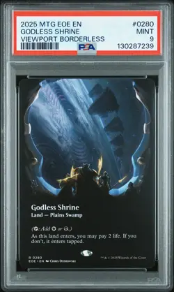 2025 MTG EDGE OF ETERNITIES VIEWPORT BORDERLESS #0280 GODLESS SHRINE PSA 9 - Image 1
