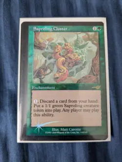 RARE Miscut Saproling Cluster FOIL Nemesis Green Rare MAGIC CARD MTG - Image 3