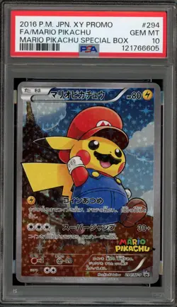 Pokemon Mario Pikachu Special Bx. Japanese Full Art Promo 294/XY-P PSA 10 - Image 1