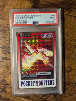 POKEMON 1997 🐦‍🔥 POCKET MONSTERS CARDDASS #146 MOLTRES PRISM 🔥 PSA 9 MINT ✨ - Image 2