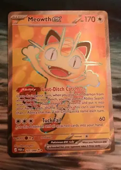 POKEMON TCG Meowth EX 107/088 ULTRA RARE FULL ART HOLO Perfect Order *MINT* - Image 1