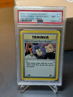 2000 Pokemon Team Rocket 1st Edition - Here Comes Team Rocket! #15 PSA 8 NM-MT - Image 1