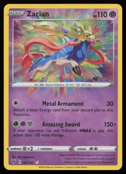 Zacian 082/185 Amazing Rare Vivid Voltage Pokemon NM - Image 1