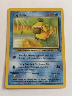 Pokemon TCG Psyduck 53/62 Fossil Set LP Non-holo - Image 1