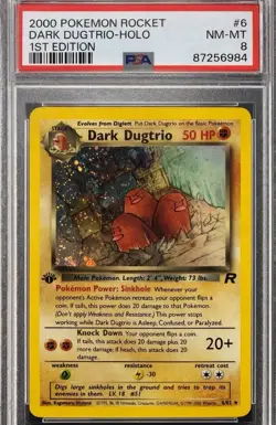 Pokemon Dark Dugtrio Team Rocket 6/82 1st Edition Holo PSA 8 Holo Rare - Image 1
