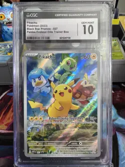 CGC 10 GEM MINT Pikachu 027 Black Star Promo Holo Pokemon Paldea Evolved ETB - Image 1