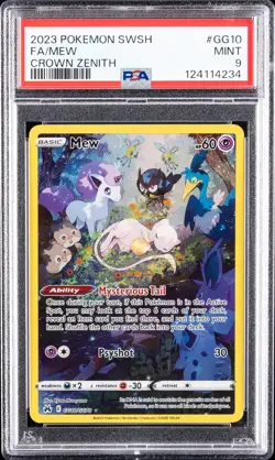 2023 POKEMON SWORD & SHIELD CROWN ZENITH #GG10 FULL ART/MEW PSA 9 - Image 1