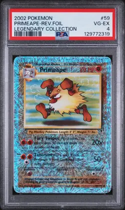 Graded PSA 4 2002 Pokemon Primeape-Rev. Foil Legendary Collection #59 VG-EX - Image 1