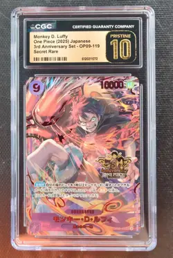 2025 One Piece JP 3rd Anniv. OP09-119 Monkey D Luffy Secret Rare CGC 10 Pristine - Image 1