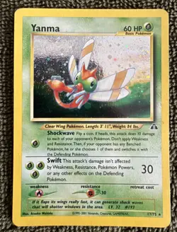 Pokemon TCG Yanma 17/75 Neo Discovery Holo Rare 60 HP Basic Card English - Image 1